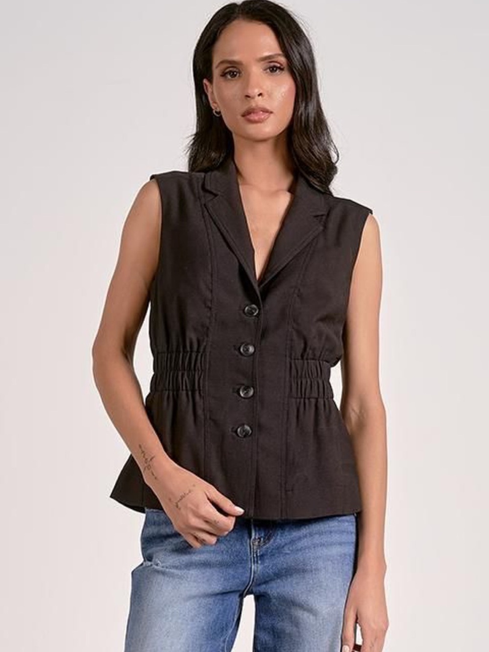 NWT Elan Cinched Waist Vest in Black / S